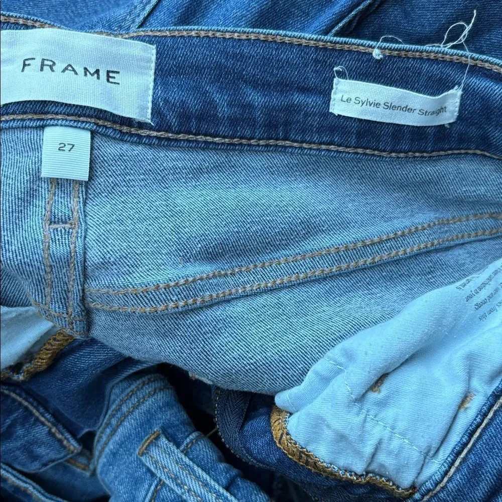 Frame Le Sylvie Slender Straight Jeans Raw Hem 27